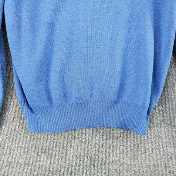 Vintage Izod Lacoste V Neck Knit Sweater Size 20 Blue Embroidered Crocodile Logo - Picture 7 of 14